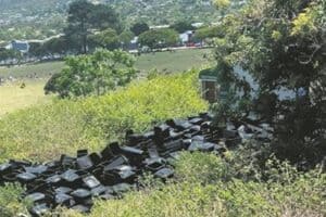 The neglected black wheelie bins in the Knysna industrial area.