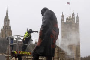 UK police arrest man after Churchill statue sprayed with pro-Palestinian graffiti