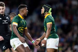 Springboks Canan Moodie and Kurt-Lee Arense