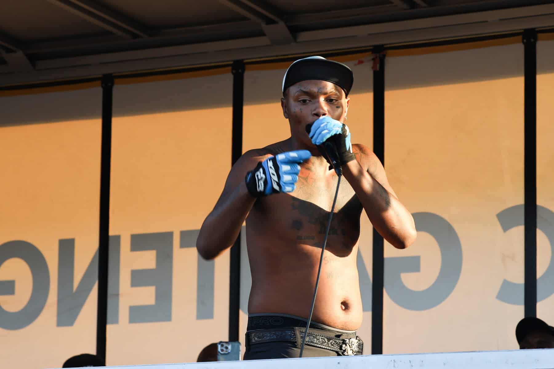 Rapper Shebeshxt at the 45th Anniversary Of COSAS at Mehlareng Stadium in Thembisa on May 24, 2024 in Johannesburg, South Africa. The Congress of South African Students (COSAS) is an anti-apartheid student organisation established in 1979 in the wake of the June 16 Soweto Uprisings in 1976. Picture via Gallo Images/Luba Lesolle