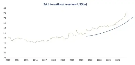 SA's foreign reserves. Source: Thomson Reuters via Anchor Capital