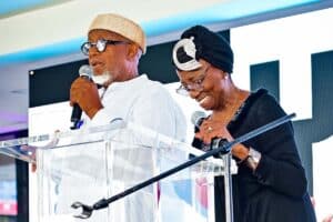 Sipho “Hotstix” Mabuse and Marah Louw at the Unity Concert launch