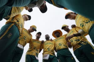 Proteas players in huddle