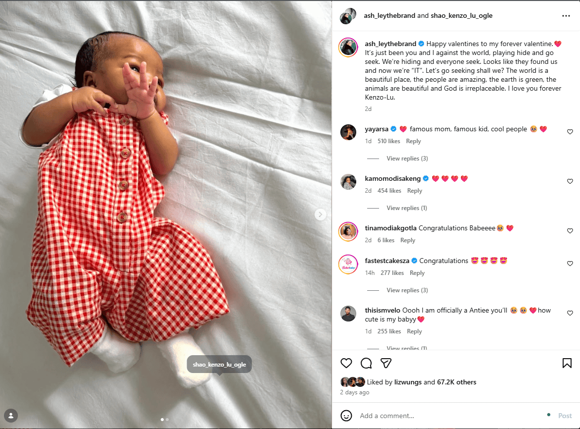 Ashley Ogle Baby Kenzo-Lu. Picture: Instagram