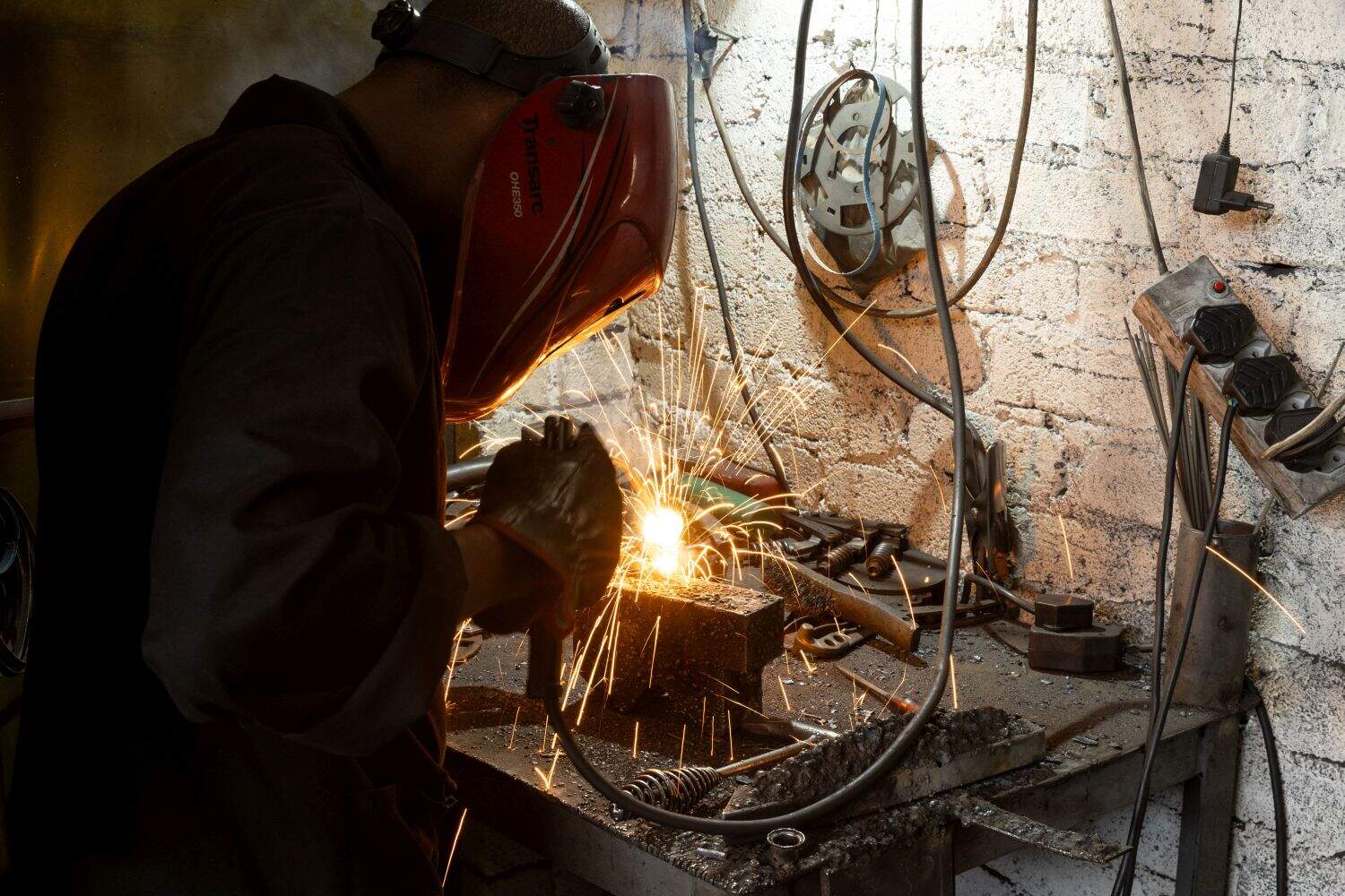 Rafael Licenga welds at Optimum Clutch, one of many small businesses affected by water outages in Selby, Johannesburg, on 12 February 2026. Picture: OUR CITY NEWS/James Oatway