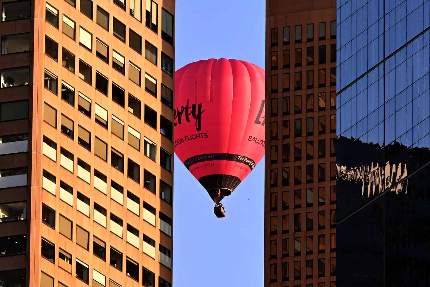 A hot-air balloon carrying tourists
