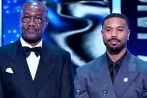 Delroy Lindo and Michael B. Jordan presenting an award
