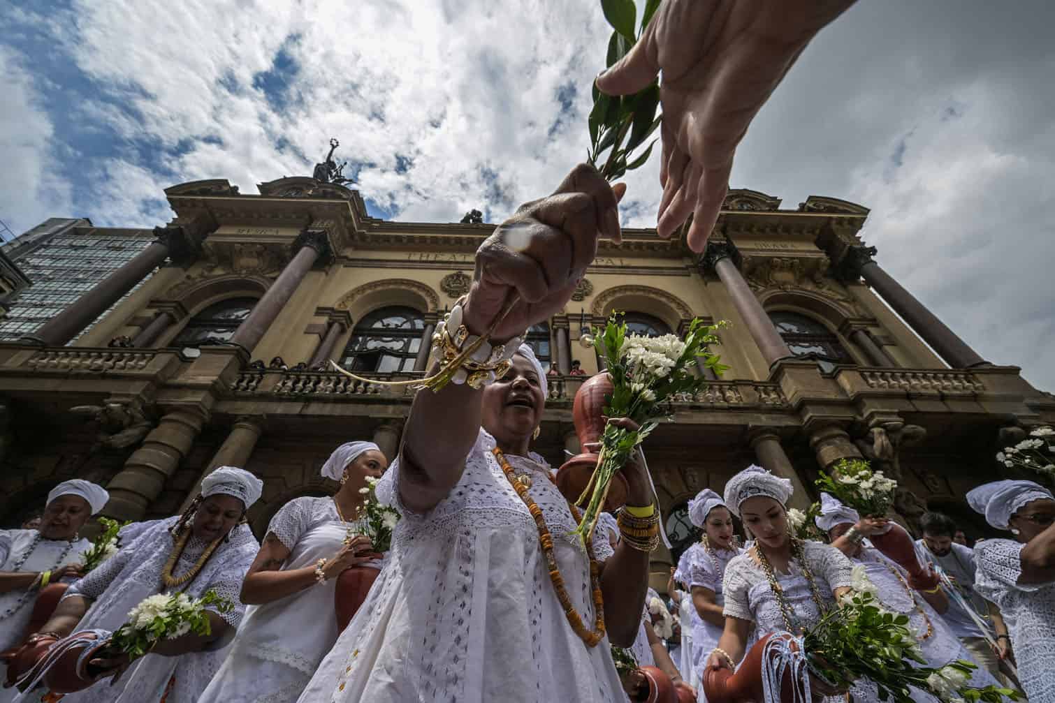 Worshippers take part in the pre-carnival event