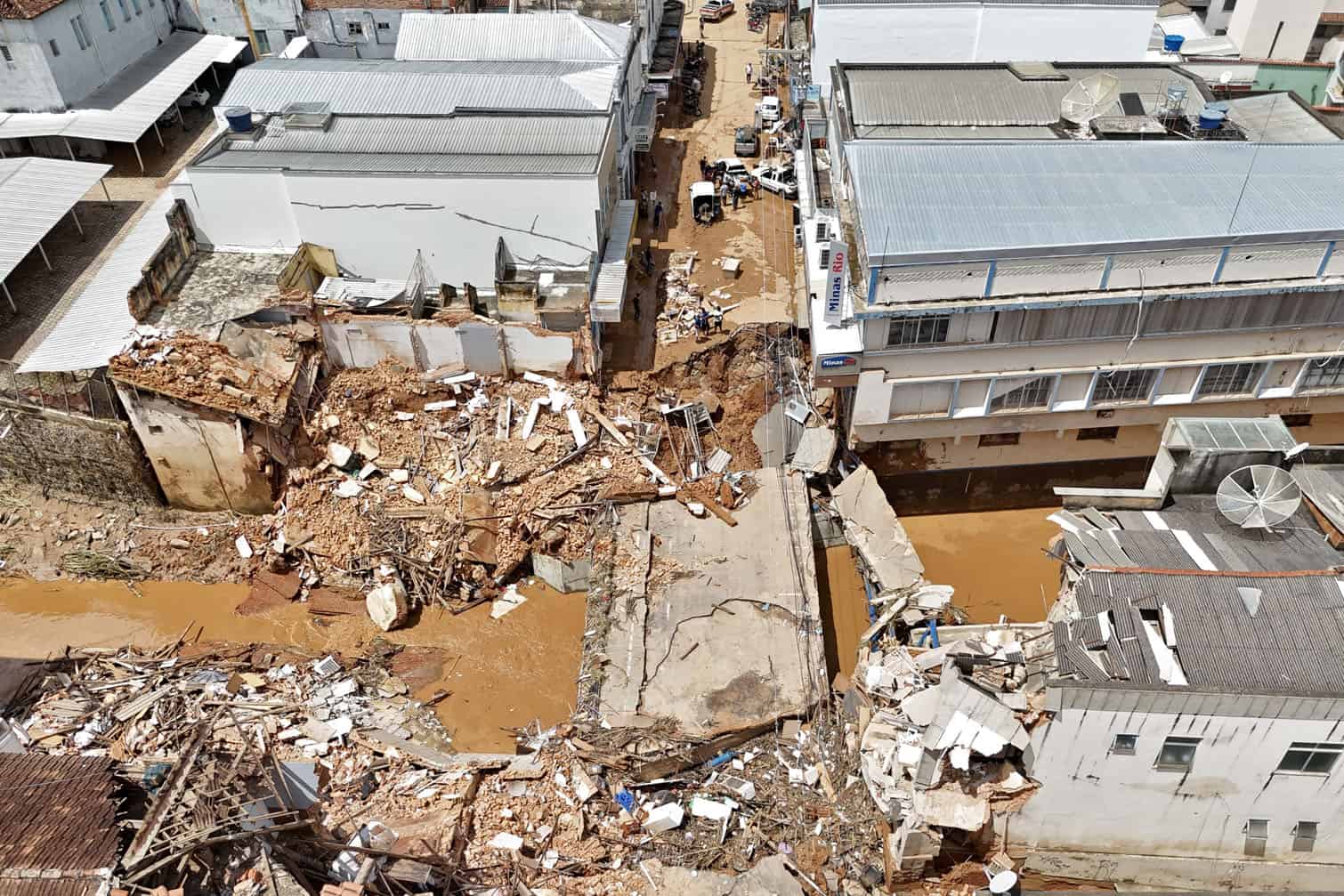 Aerial view showing streets of the commercial district of Uba