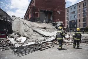 A collapsed building in Doornfontein