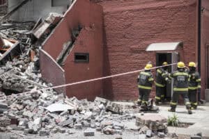 A collapsed building in Doornfontein
