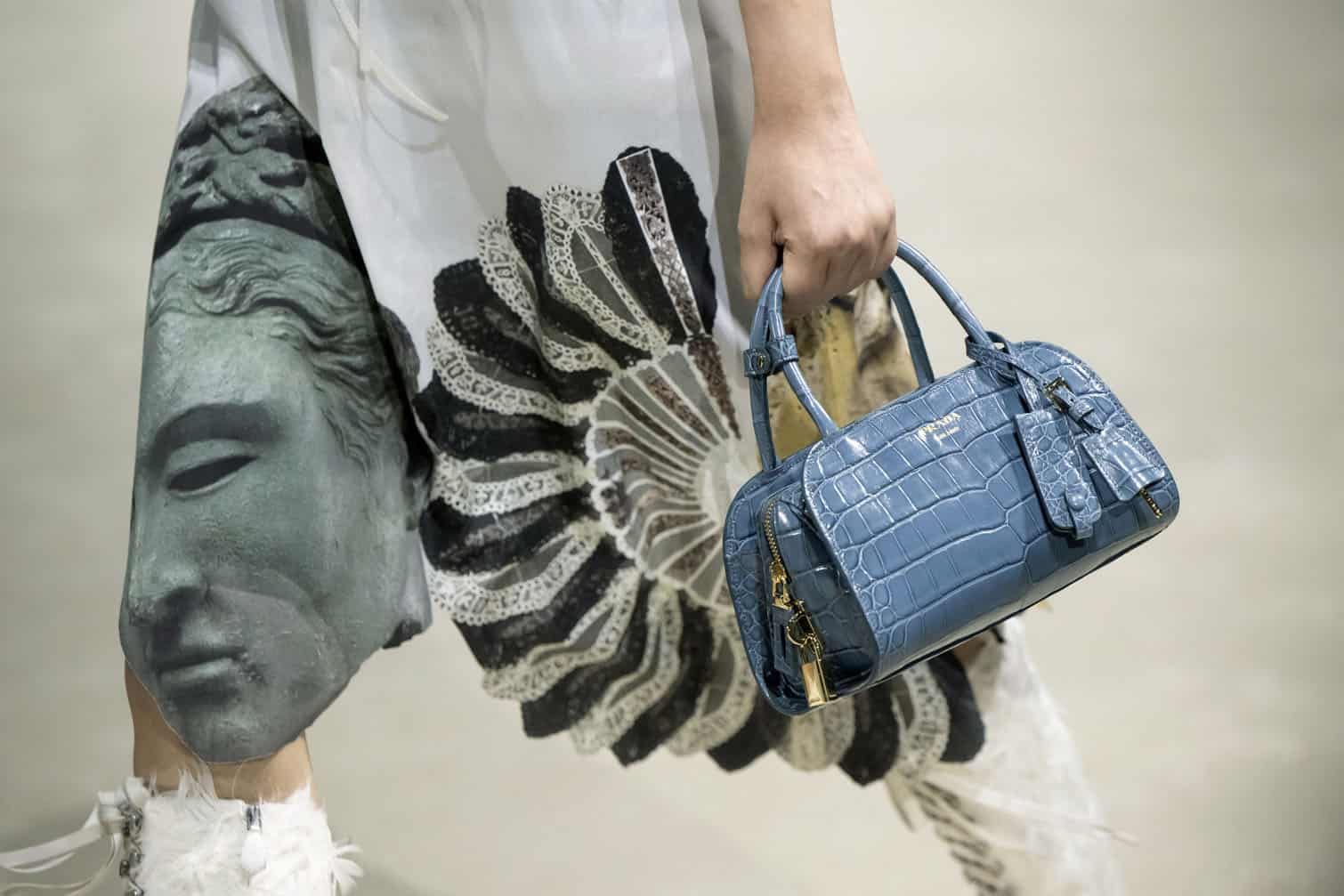 A model presents a creation of the Prada collection