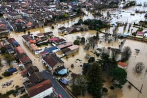 the Cadillac-sur-Garonne flooded by the Garonne river