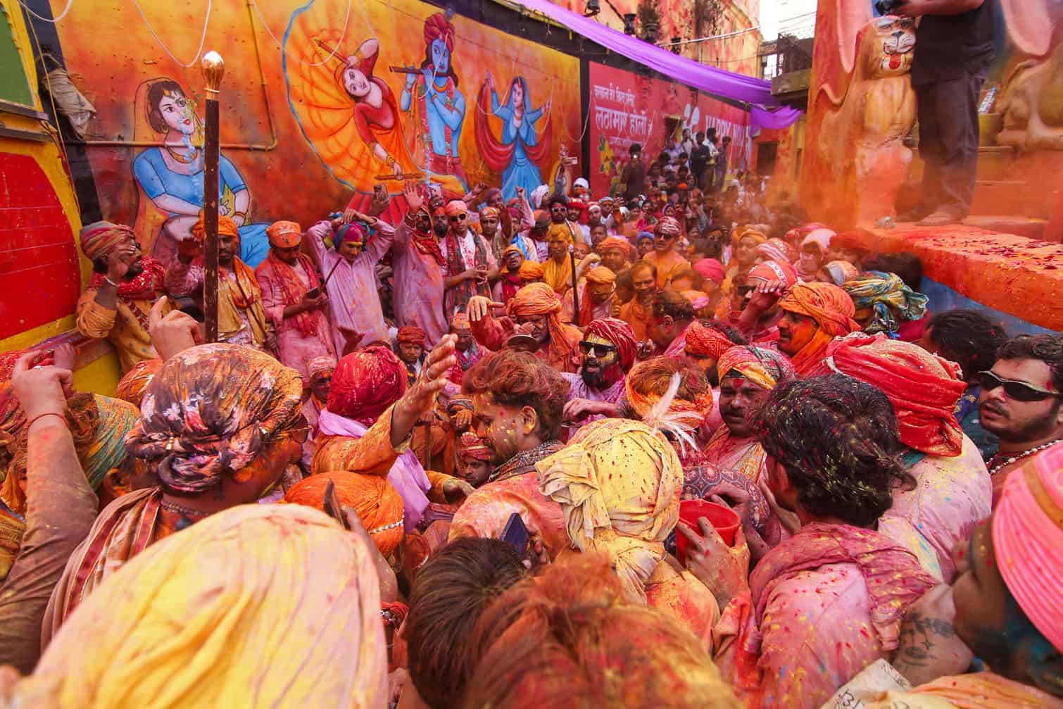 Revellers celebrate Lathmar Holi