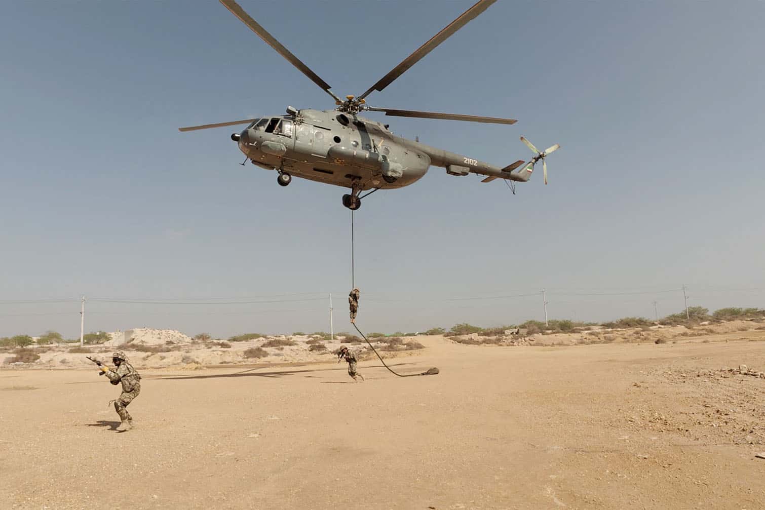 members of the IRGC and navy taking part in a military exercise
