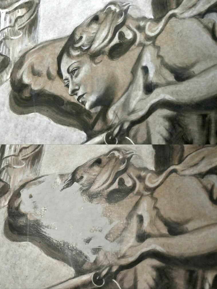 detail of a newly restored fresco in the Basilica of San Lorenzo