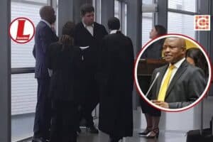 Main image: Lawyers for both sides discuss the High Court application. Picture: Riot Hlatshwayo. Insert: The late DD Mabuza.