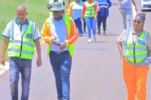 Limpopo public works, roads and infrastructure MEC Ernest Rachoene and members of his staff assess the province's roads after the floods.