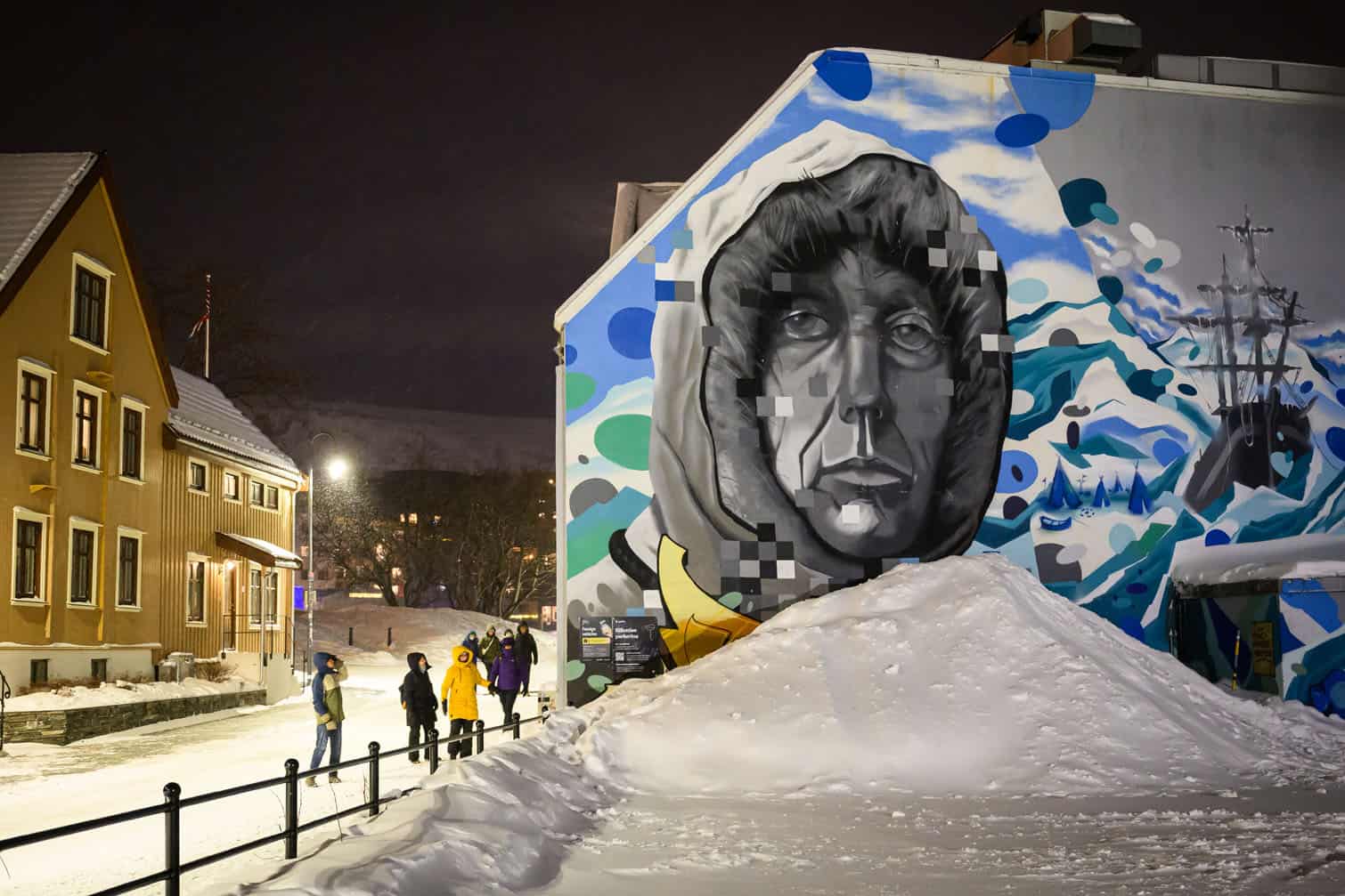 Street art featuring an image of Norwegian Polar explorer Roald Amundsen