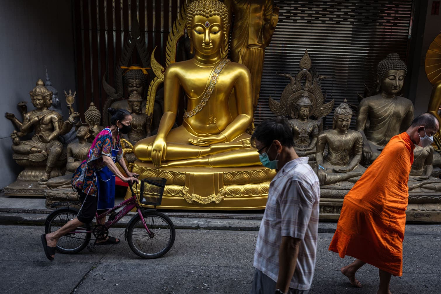 a shop selling Buddha statues