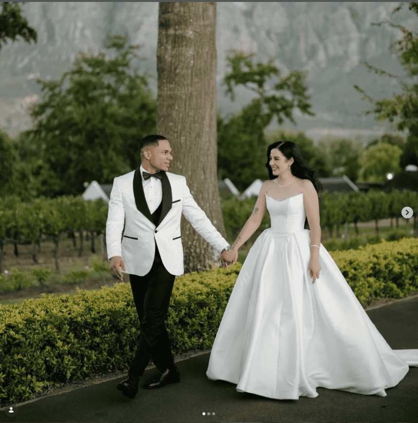 Herschel Jantjies and Kelsey Thomas tied the knot in the Cape Winelands on 7 February 2026. Picture: Instagram