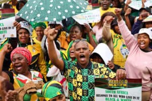 Supporters of various organisations during the People's March in Defence of Our Sovereignty and Democratic Gains at Mary Fitzgerald Square on March 21, 2026