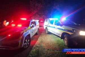 Police and community security company on crime scene