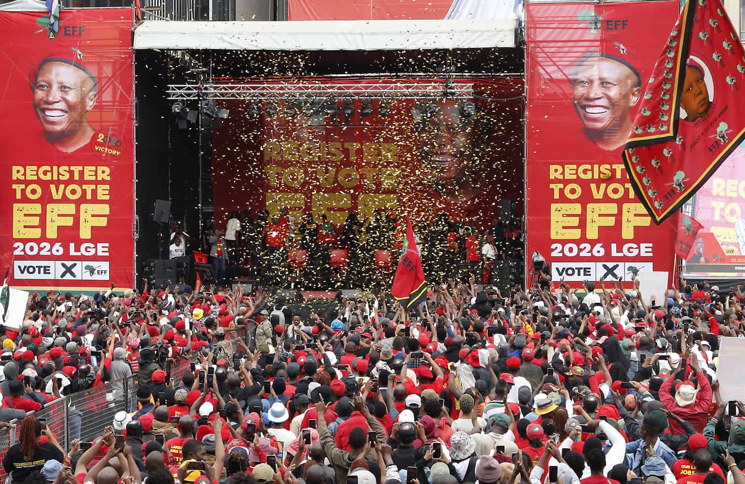 EFF supporters at the official launch of the Economic Freedom Fighters election campaign