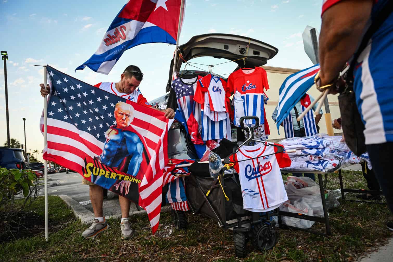 A man browses Cuba flag