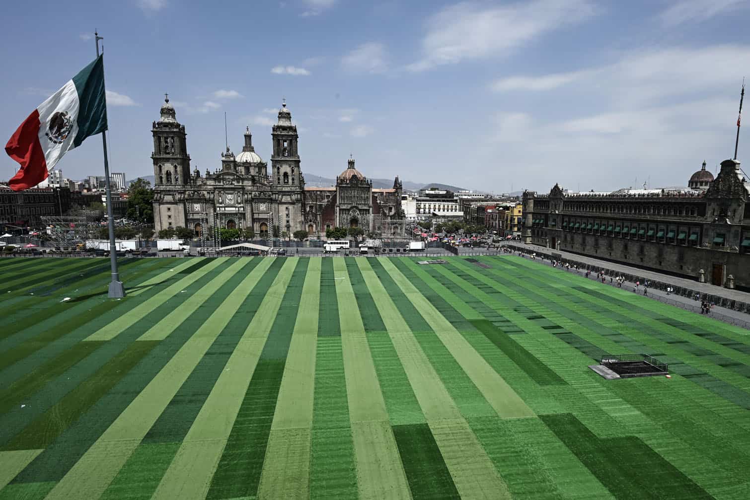 This aerial view shows the Zocalo square