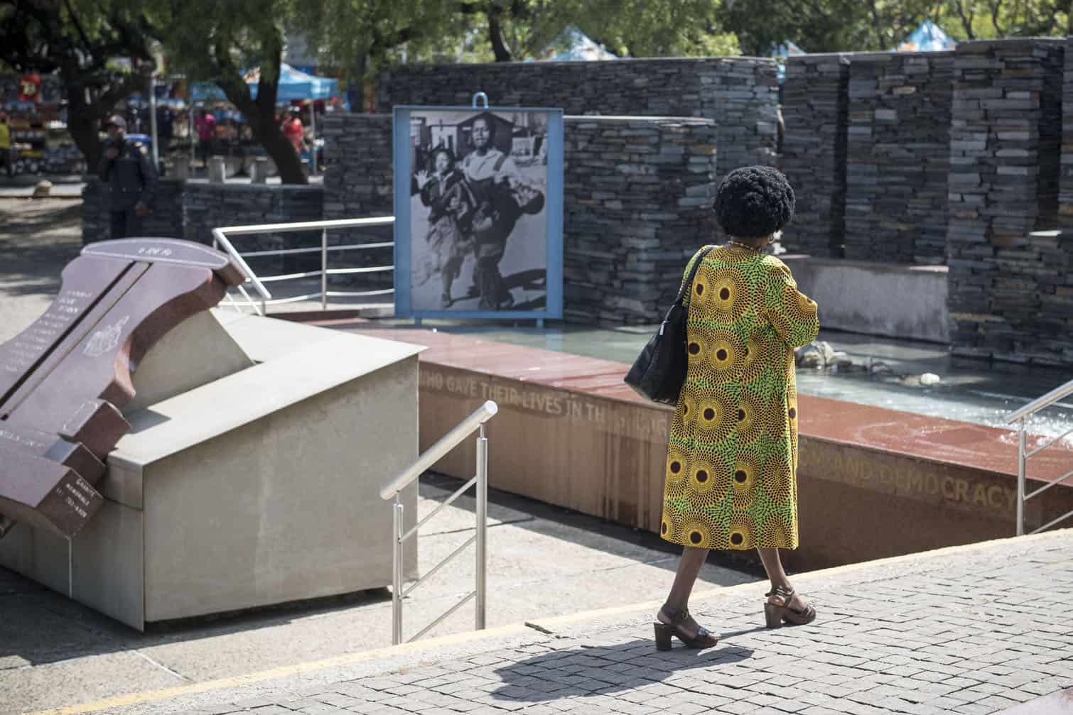 Visitors visit the Hector Pieterson Memorial