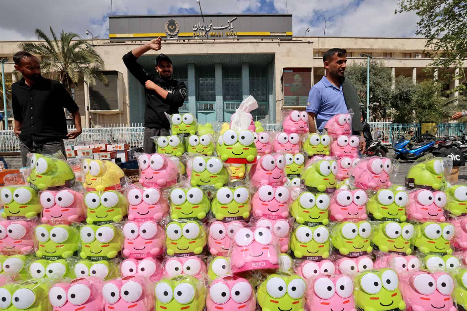 Street vendors sell their products at the Grand Bazaar in Tehran