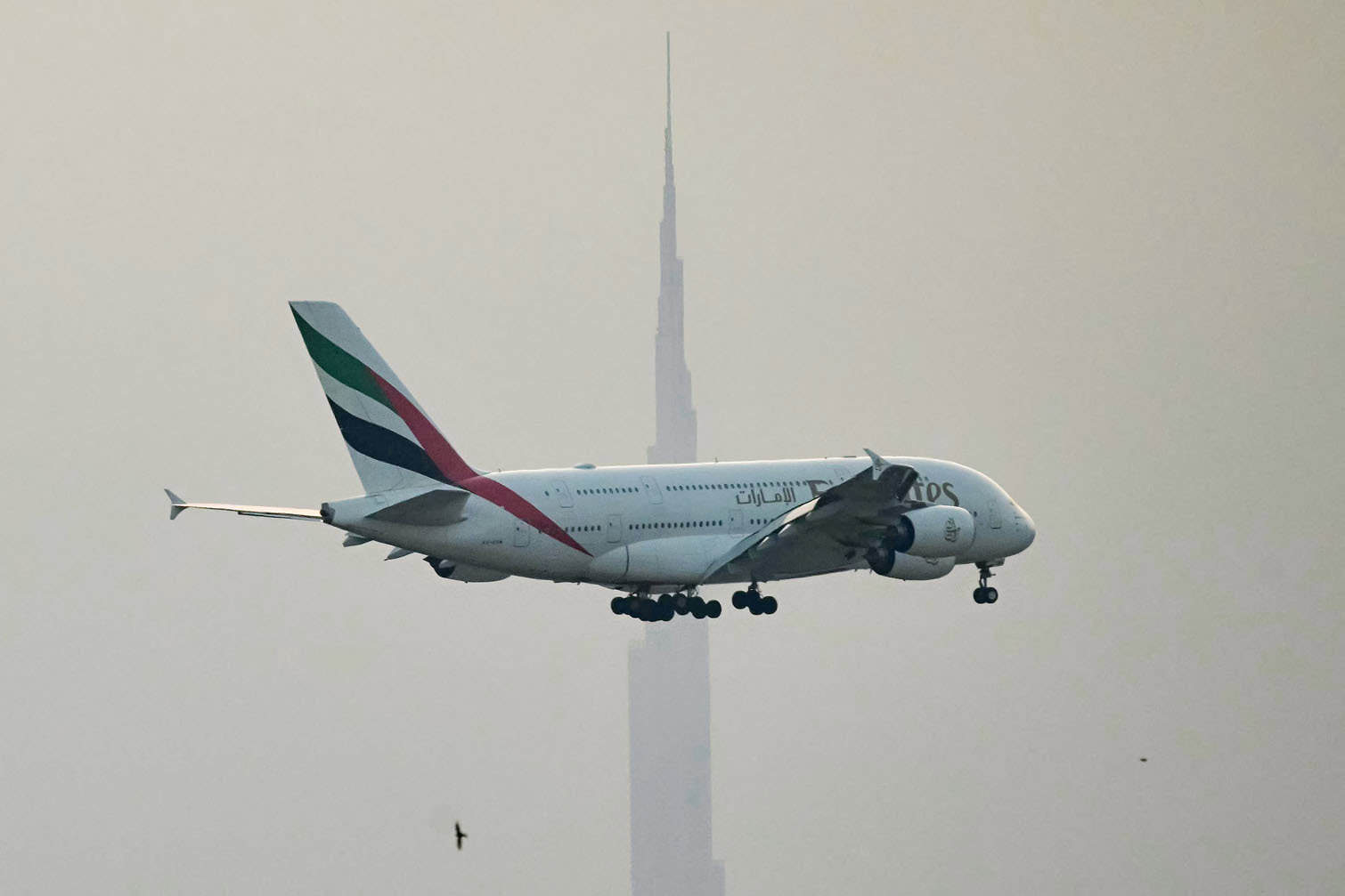 An Emirates Airbus A380 passenger aircraft