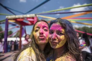 Attendees at the Holi festival celebration in Sandton