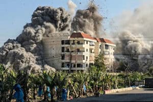 Smoke rises from the site of an Israeli airstrike