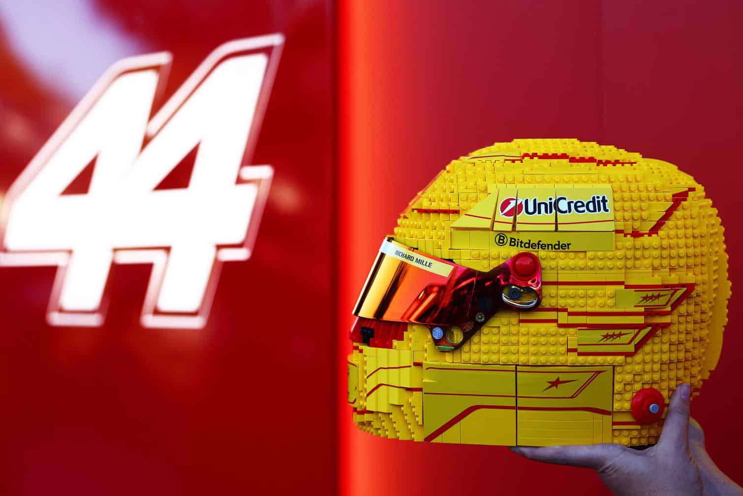 A LEGO replica of the helmet of Lewis Hamilton