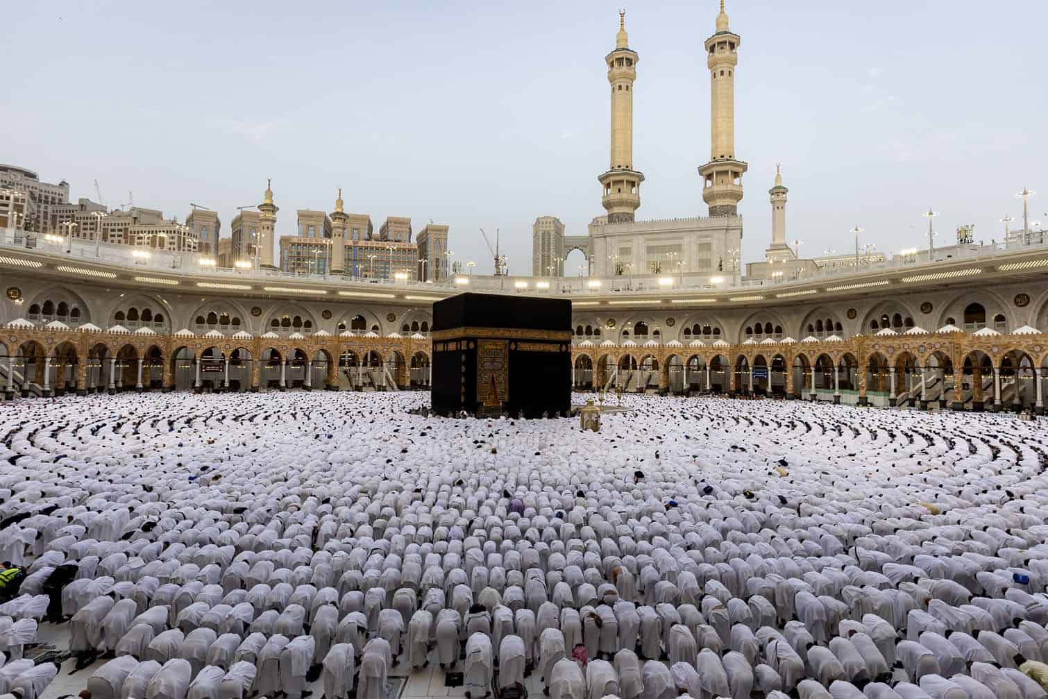 Muslim worshippers gather around the Kaaba