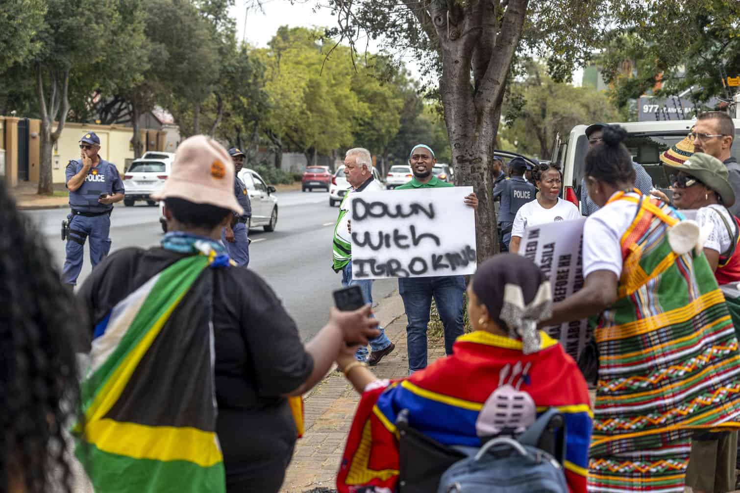 Members Of The Progressive Forces Of South Africa Protest Outside The Nigerian Embassy