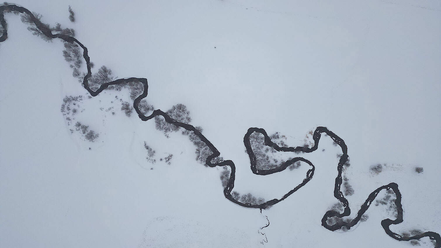 Meanders in Turkiye's Bayburt are covered with snow