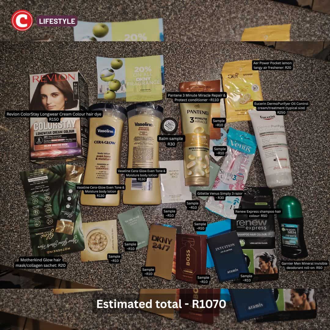 A look at the value of the Takealot House of Beauty goodie bag. Photos: Kaunda Selisho