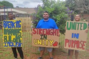 Ready to raise awareness around autism are young adults from the Action in Autism Centre, Vela Cele, Tyrin Naidoo and Kayden Masalla.