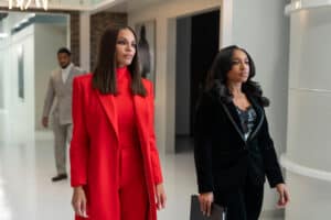 Crystle Stewart as Mallory, Taylor Polidore Williams as Kimmie in episode 216 of Beauty In Black.