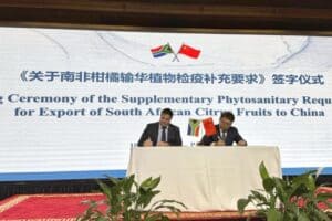 Steenhuisen South Africa tariff-free Citrus exports to China