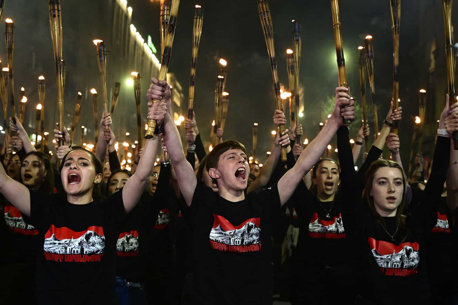 Armenians take part in the annual torch march