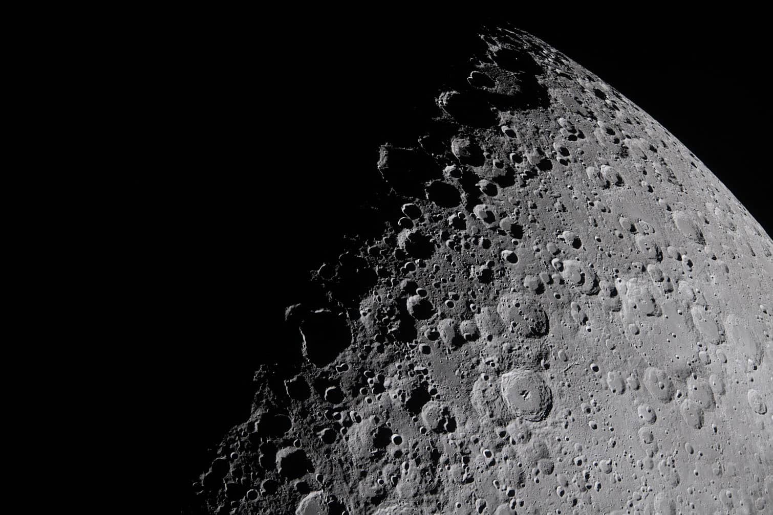 Moon coming into view along the terminator