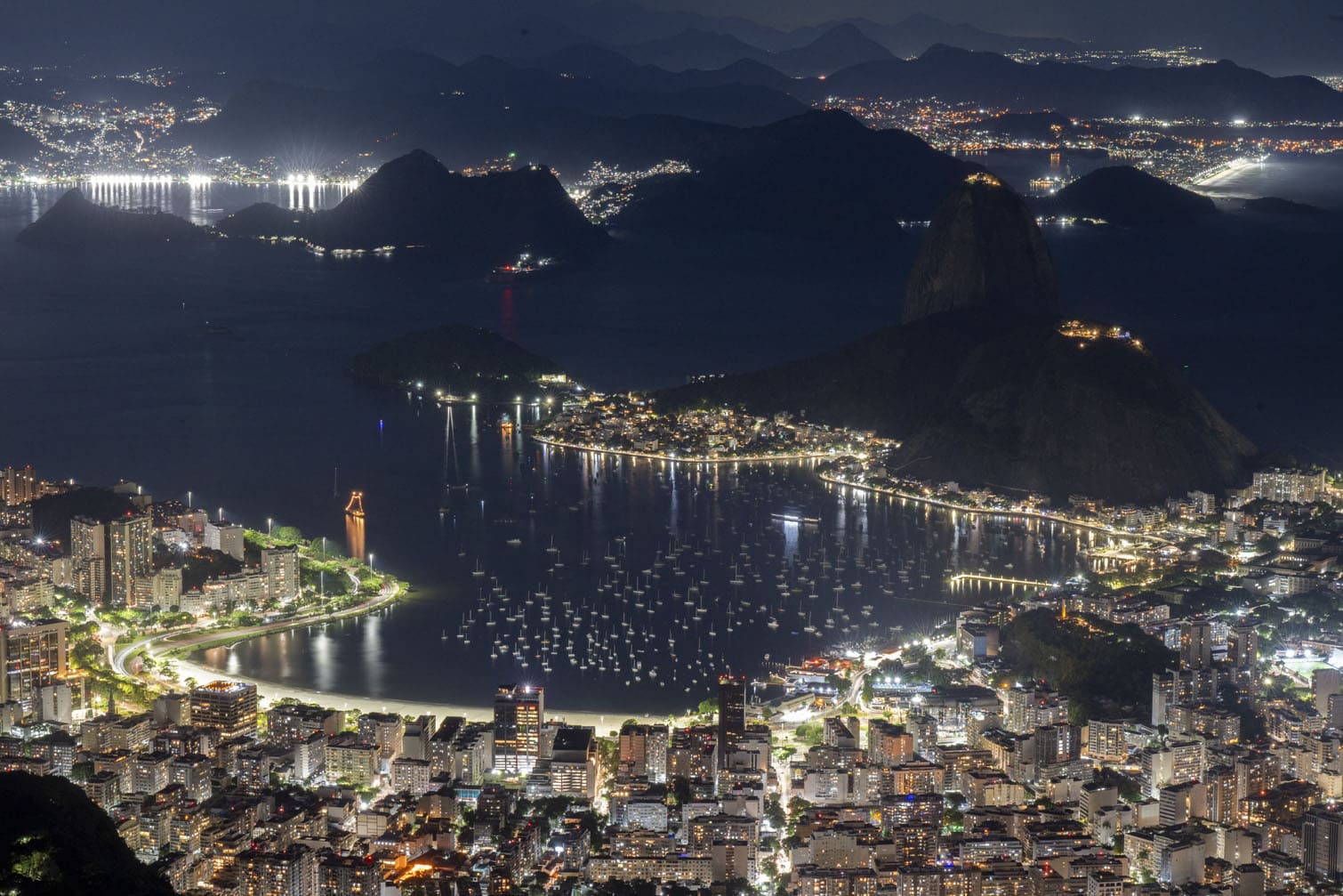 A night view of Guanabara Bay