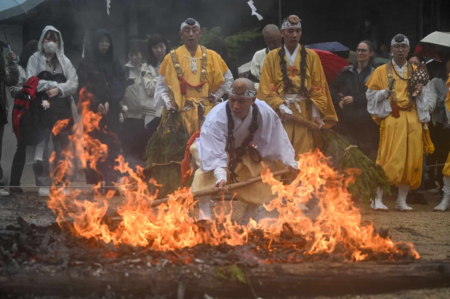 Buddhist Monks Perform Ancient Fire-Walking Ritual on Miyajima Island