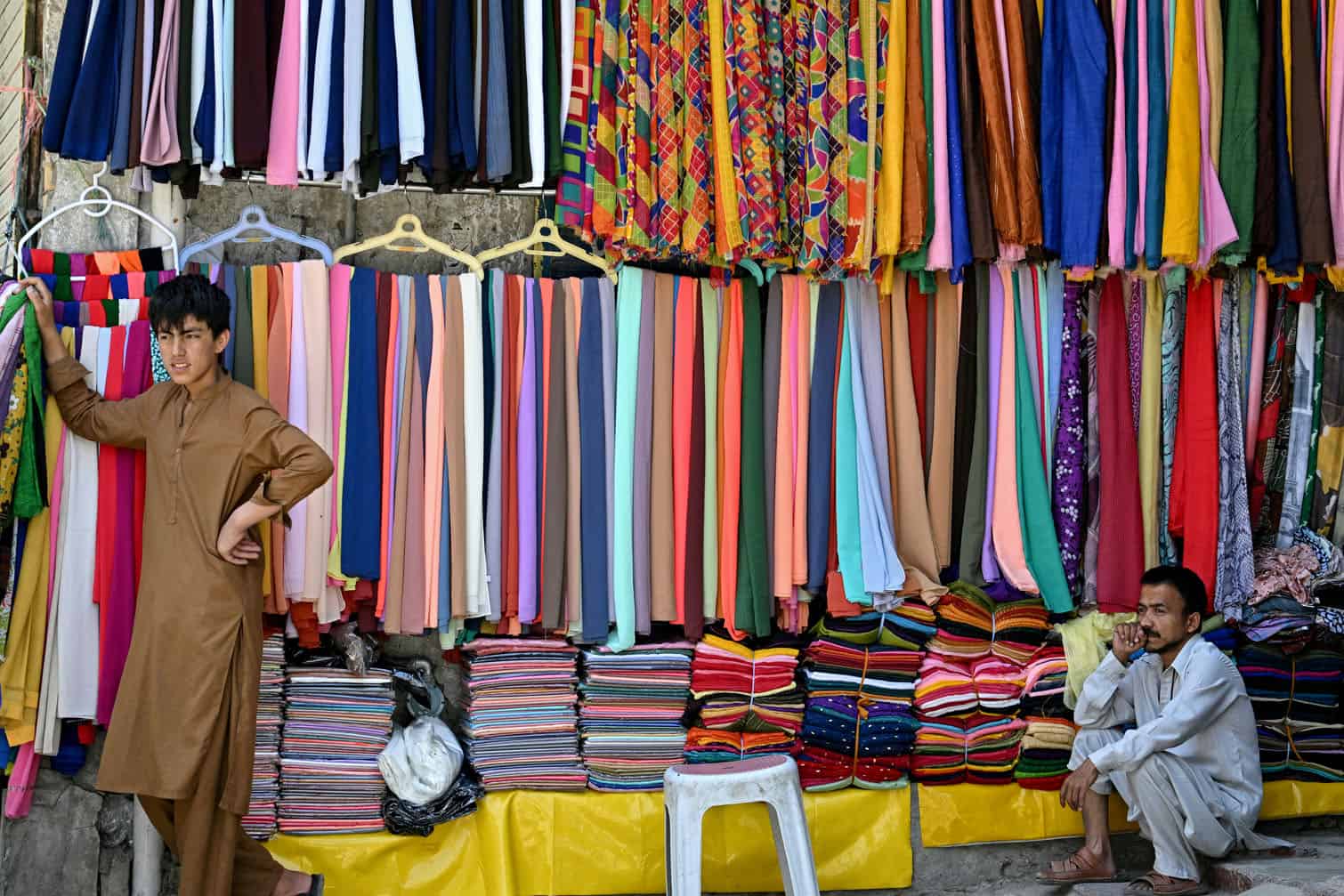 Vendors selling clothes