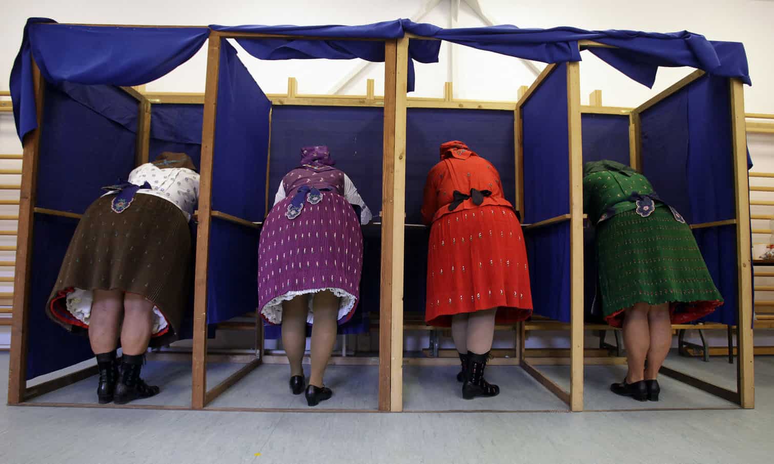 Women in traditional Hungarian dresses
