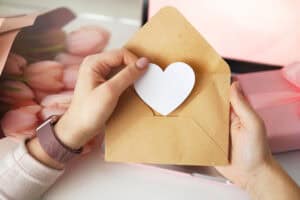 White heart in envelope